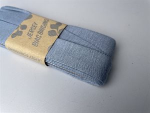 Jersey skråbånd - lys jeansblå, 20 mm og 3 meter